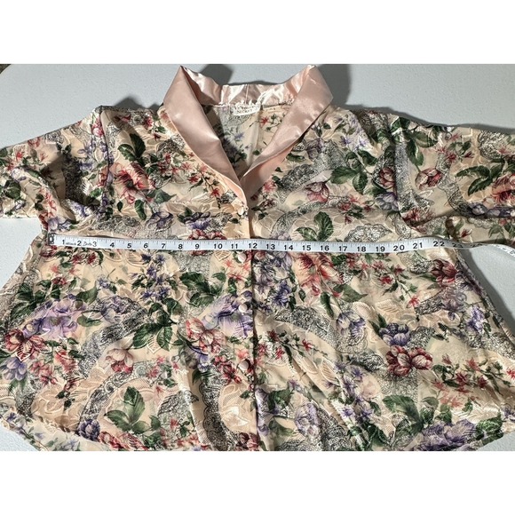 Victoria's Secret Peach Floral Pajama Shorts Set L Satin Sleepwear Vintage - Picture 7 of 14